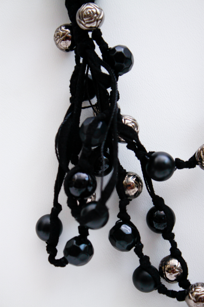 Collection of Black on Silver Tone Costume Jewelry