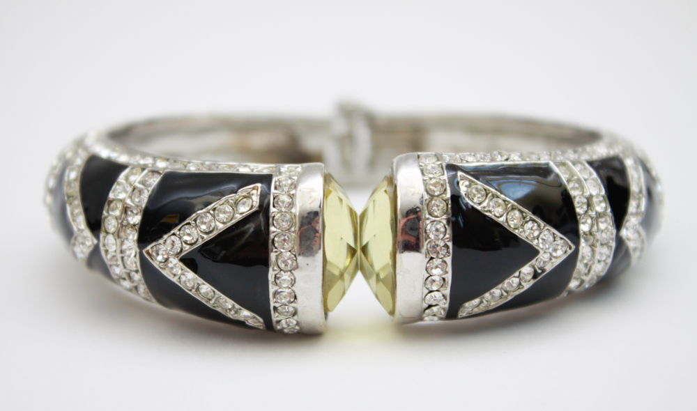 Collection of Black on Silver Tone Costume Jewelry