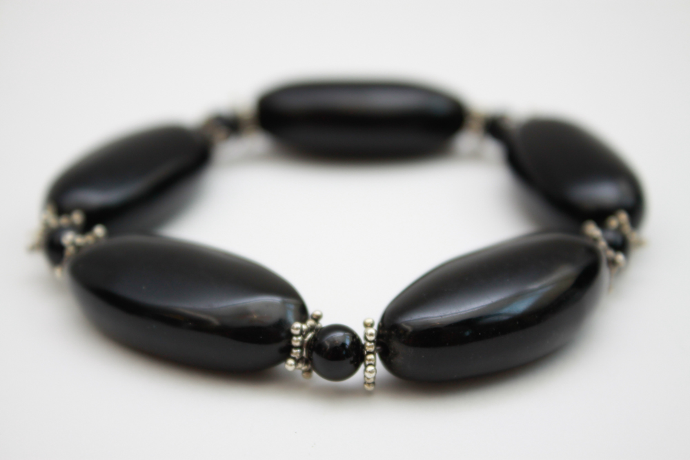 Collection of Black on Silver Tone Costume Jewelry