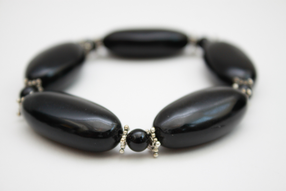 Collection of Black on Silver Tone Costume Jewelry