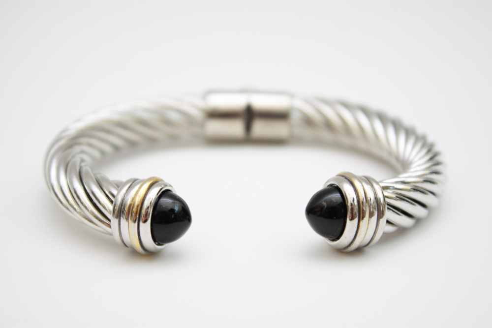 Collection of Black on Silver Tone Costume Jewelry