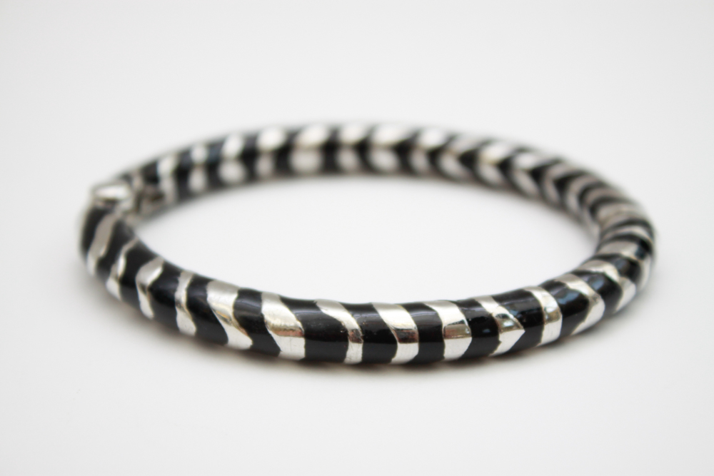 Collection of Black on Silver Tone Costume Jewelry