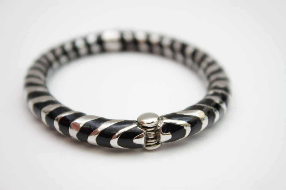 Collection of Black on Silver Tone Costume Jewelry