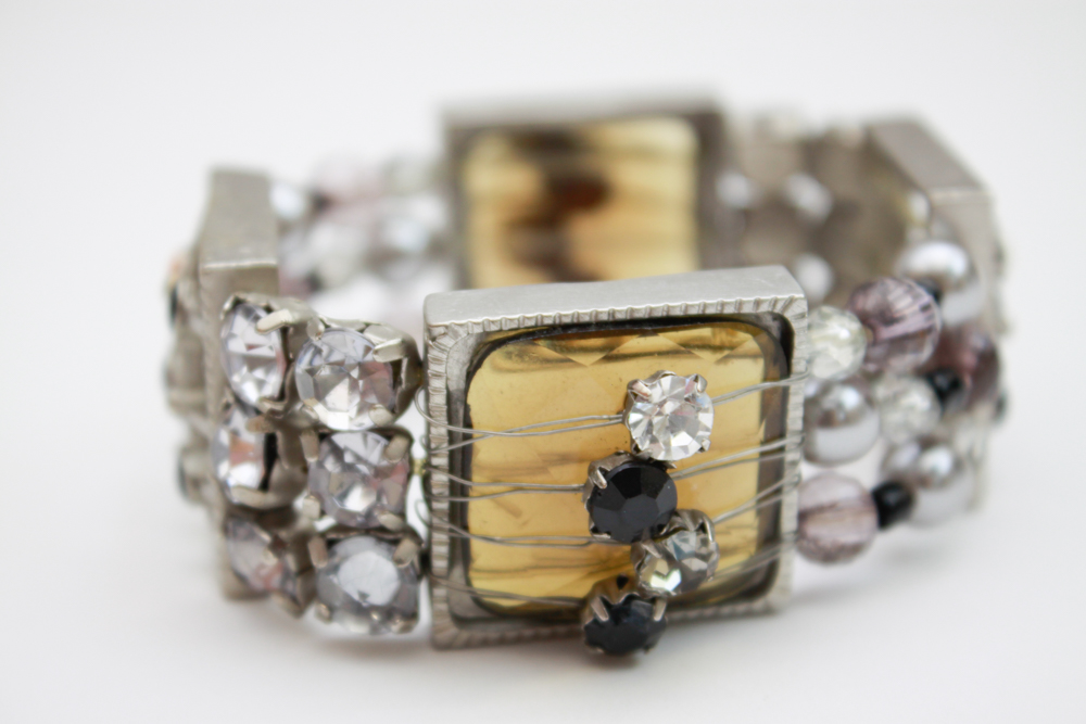 Collection of Black on Silver Tone Costume Jewelry