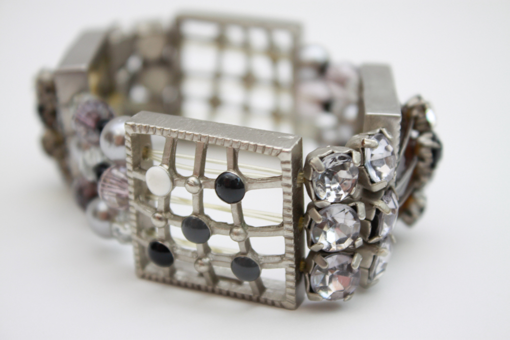 Collection of Black on Silver Tone Costume Jewelry