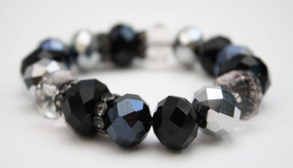 Collection of Black on Silver Tone Costume Jewelry