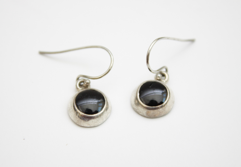 Collection of Black on Silver Tone Costume Jewelry