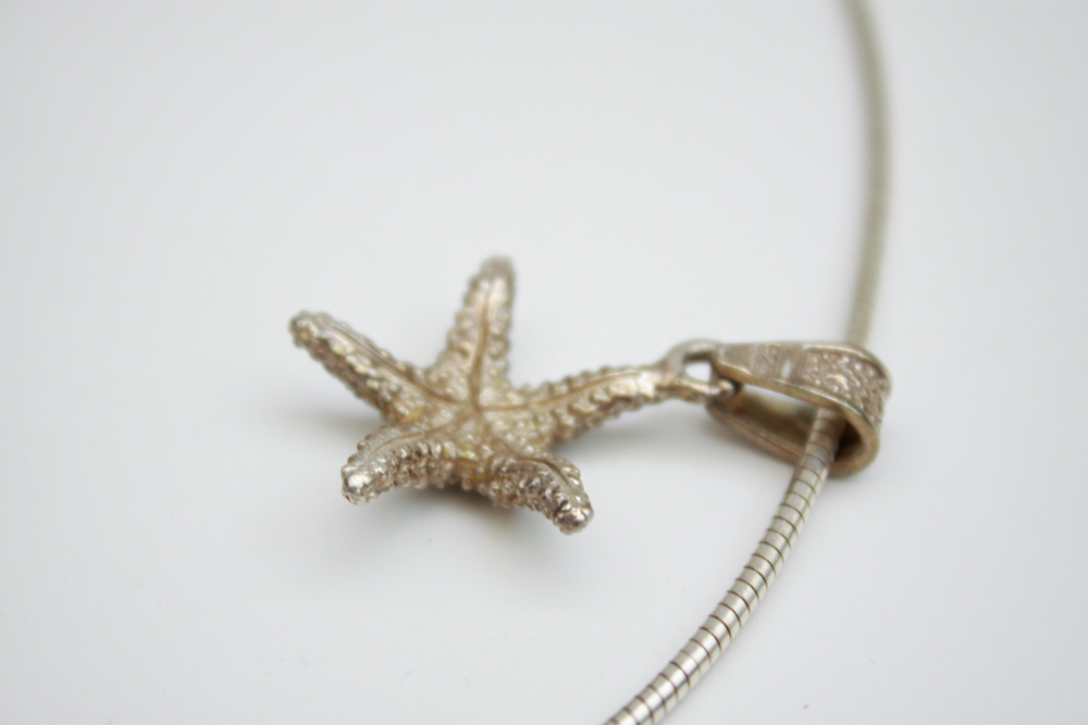 Starfish and Shell Sterling Silver Pendants and Chain