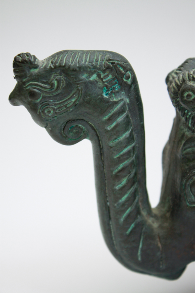 Heavy Cast Brass Chinese Elephant and Carved Stone Elephant