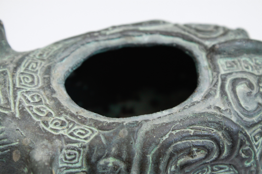 Heavy Cast Brass Chinese Elephant and Carved Stone Elephant