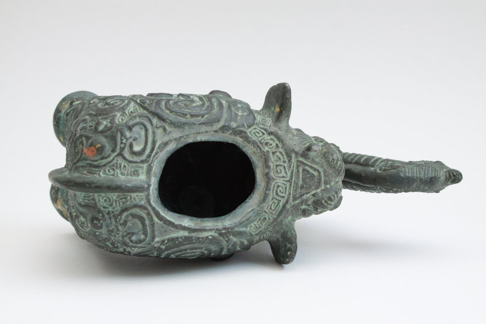 Heavy Cast Brass Chinese Elephant and Carved Stone Elephant