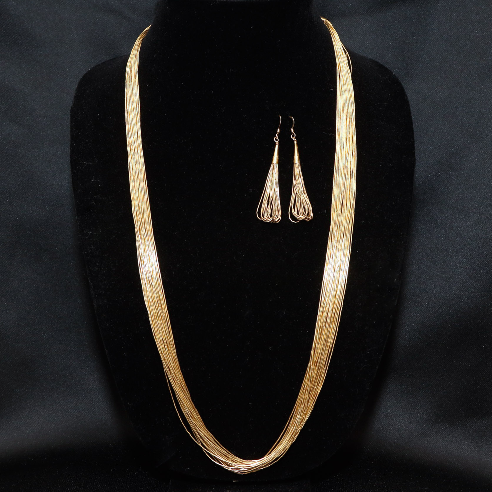 Vermeil Heshi Bead Multi-Strand Necklace and Earrings Demi Parure