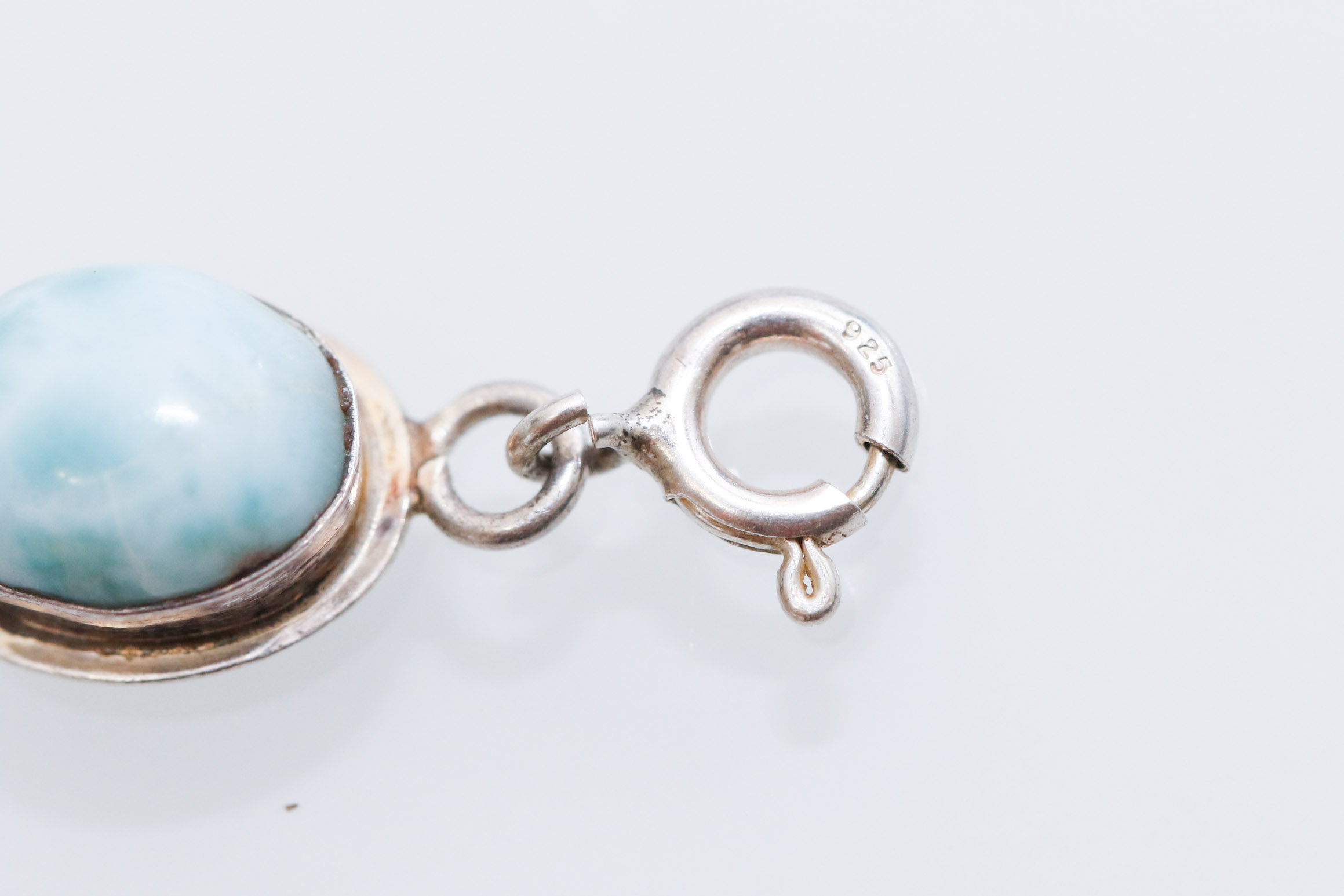 Sterling Silver Larimar Cabochon Demi Parure