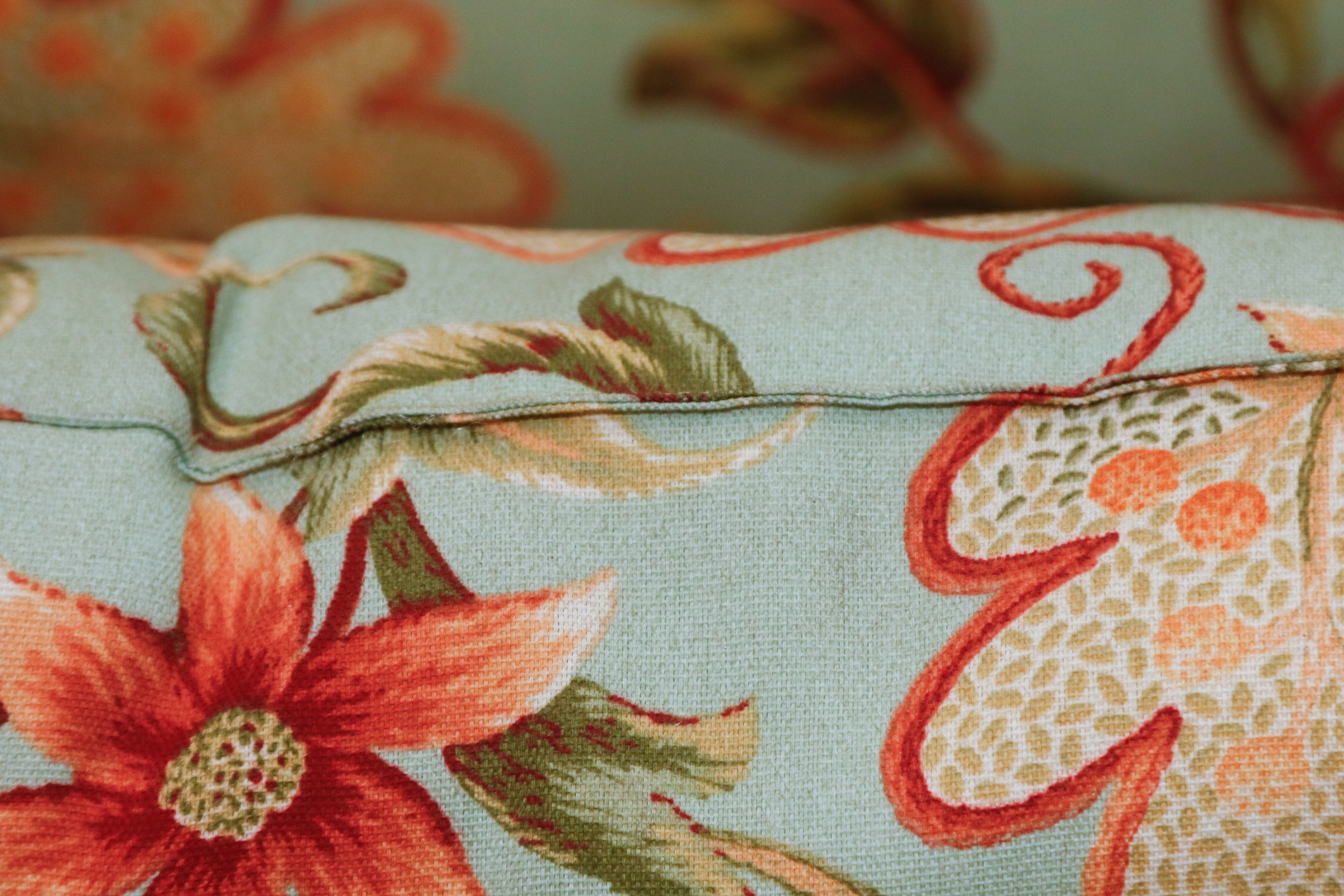 Custom Upholstered Outdoor Cushions and Matching Bolster Pillows