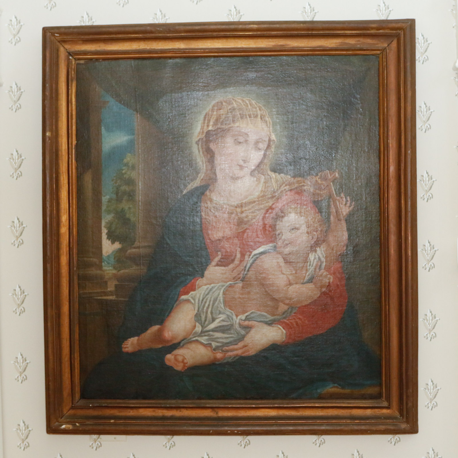 18th C. Oil on Canvas Portrait of Madonna and Christ Child