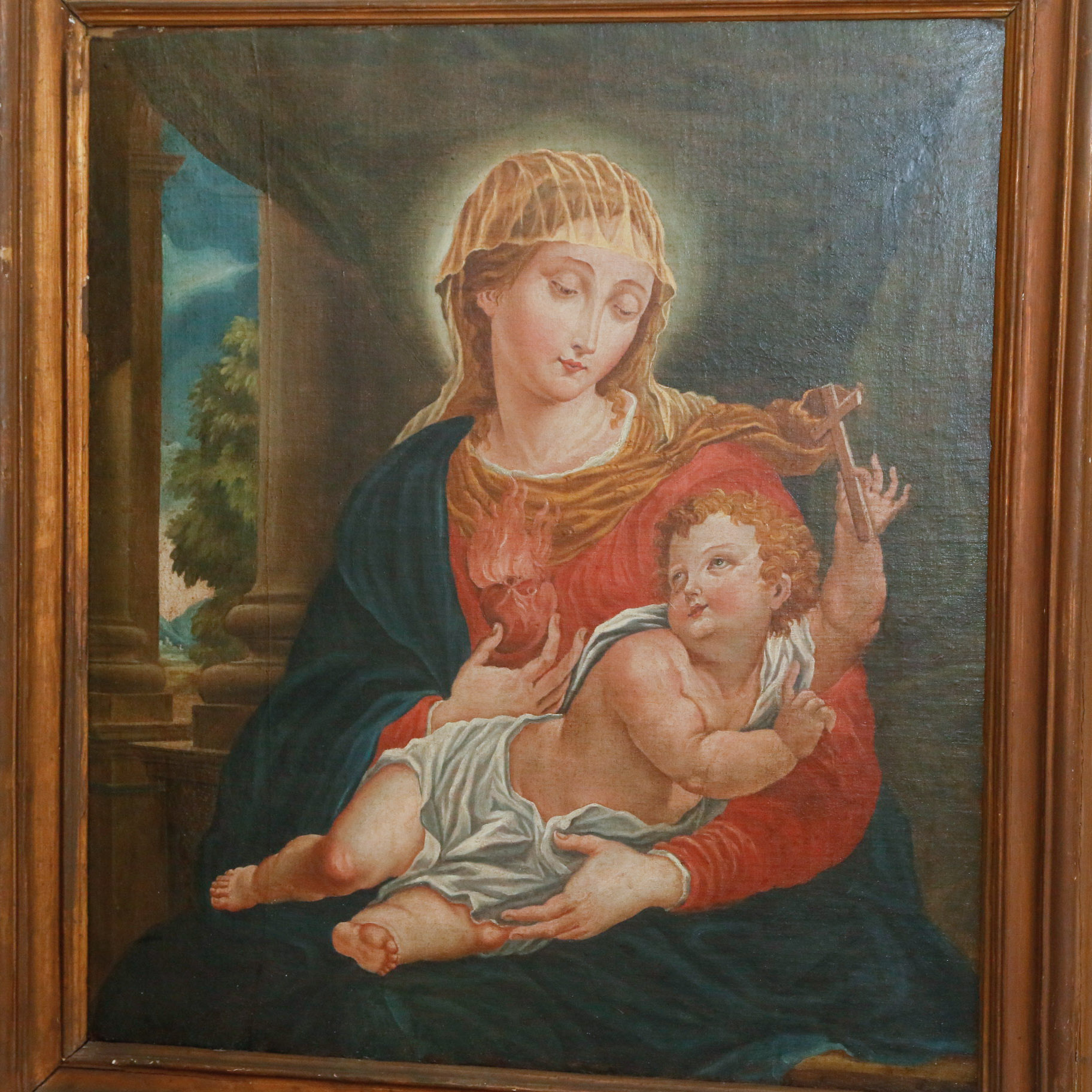 18th C. Oil on Canvas Portrait of Madonna and Christ Child