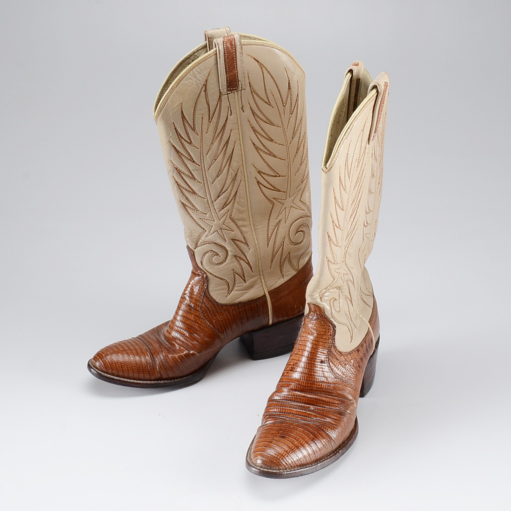 Women's Dan Post Leather and Lizard Skin Cowboy Boots