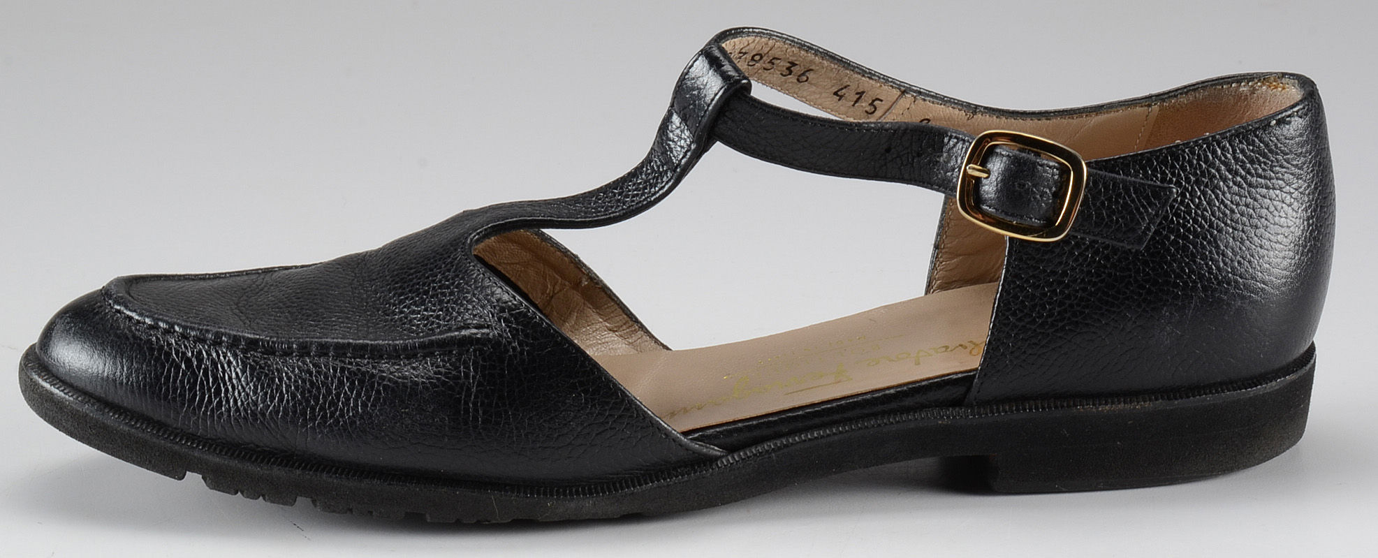 Salvatore Ferragamo Black T-Strap Shoes