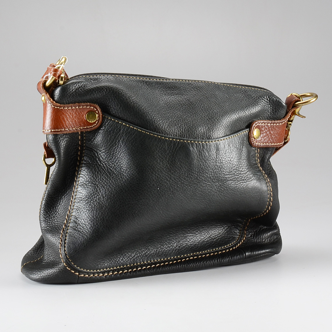 Fossil Navy Leather Handbag