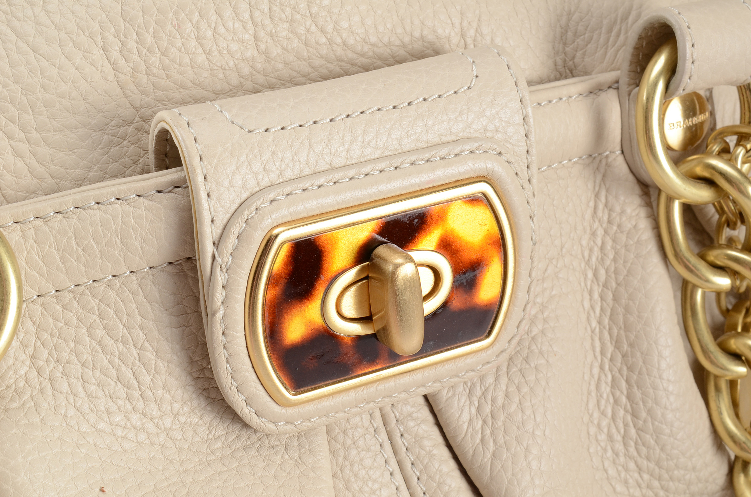 Brahmin Ivory Leather Handbag