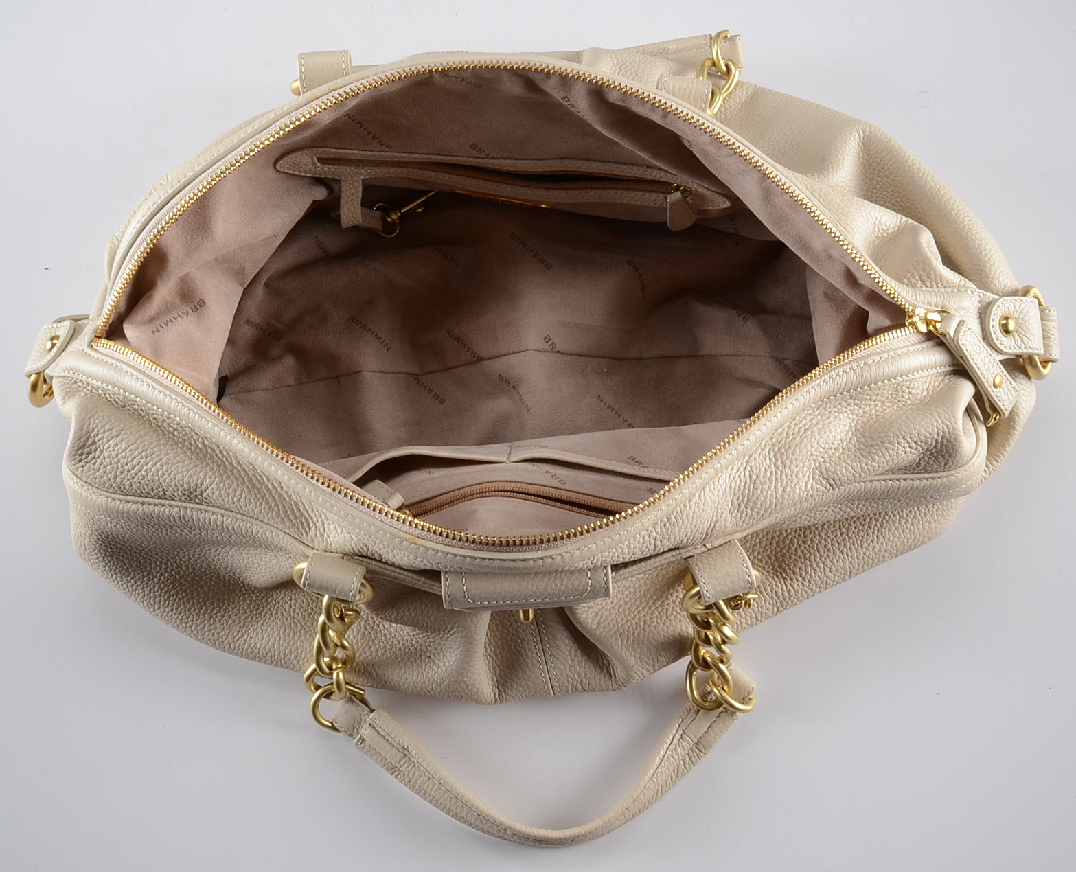 Brahmin Ivory Leather Handbag