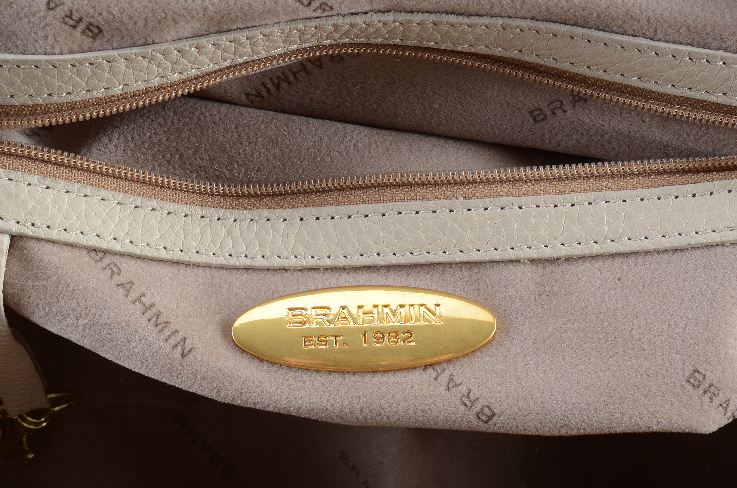 Brahmin Ivory Leather Handbag