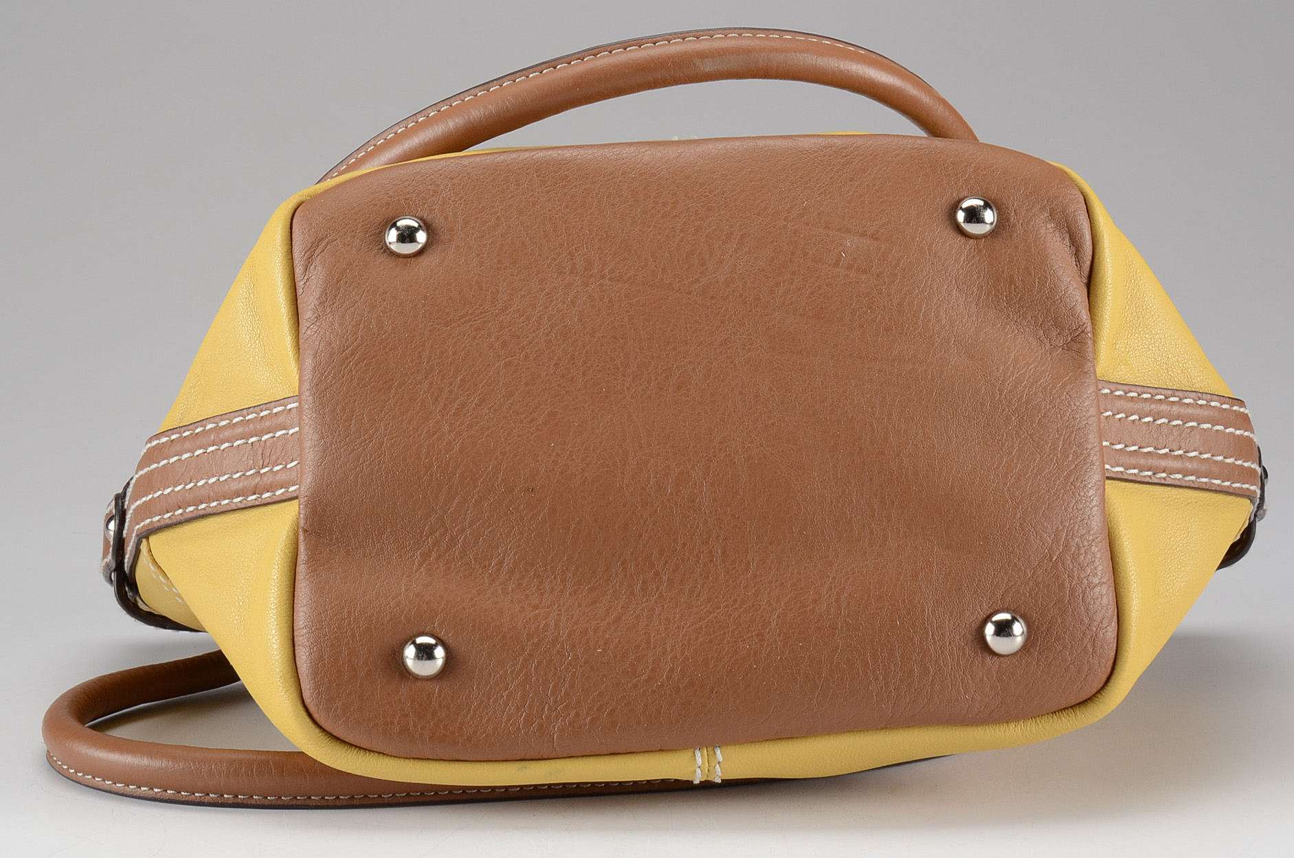 Tignanello Yellow and Tan Leather Handbag