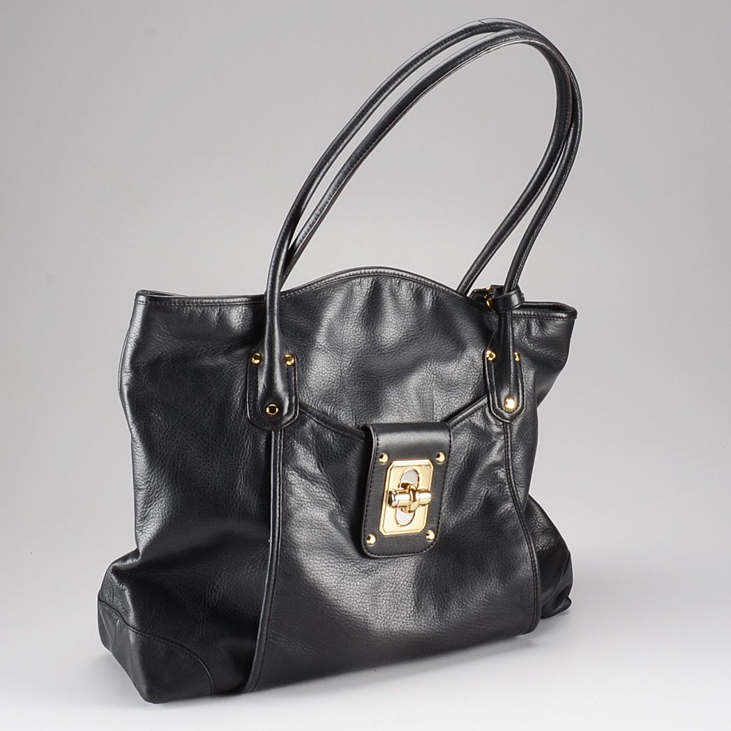 B. Makowsky Black Leather Tote