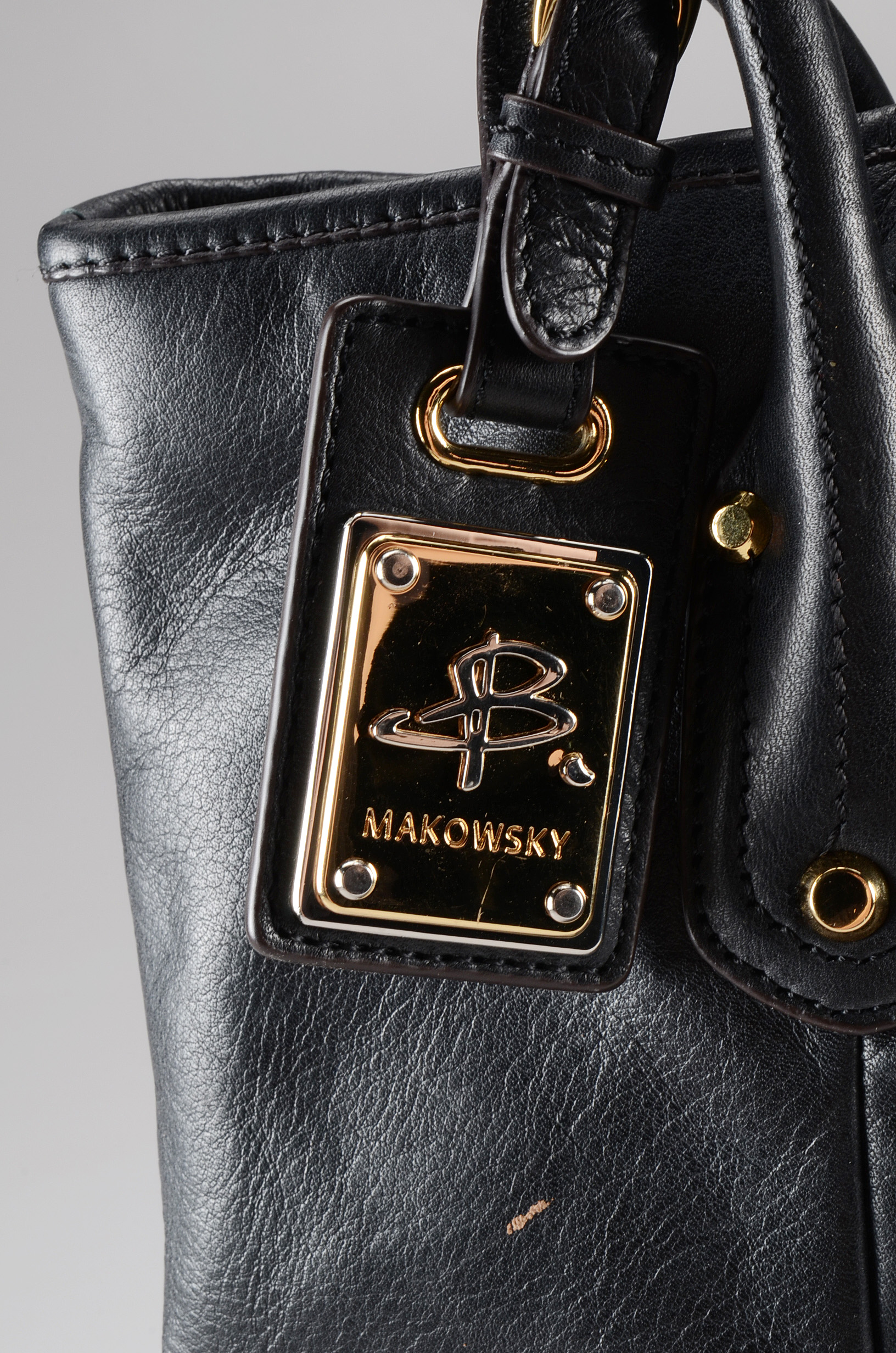 B. Makowsky Black Leather Tote