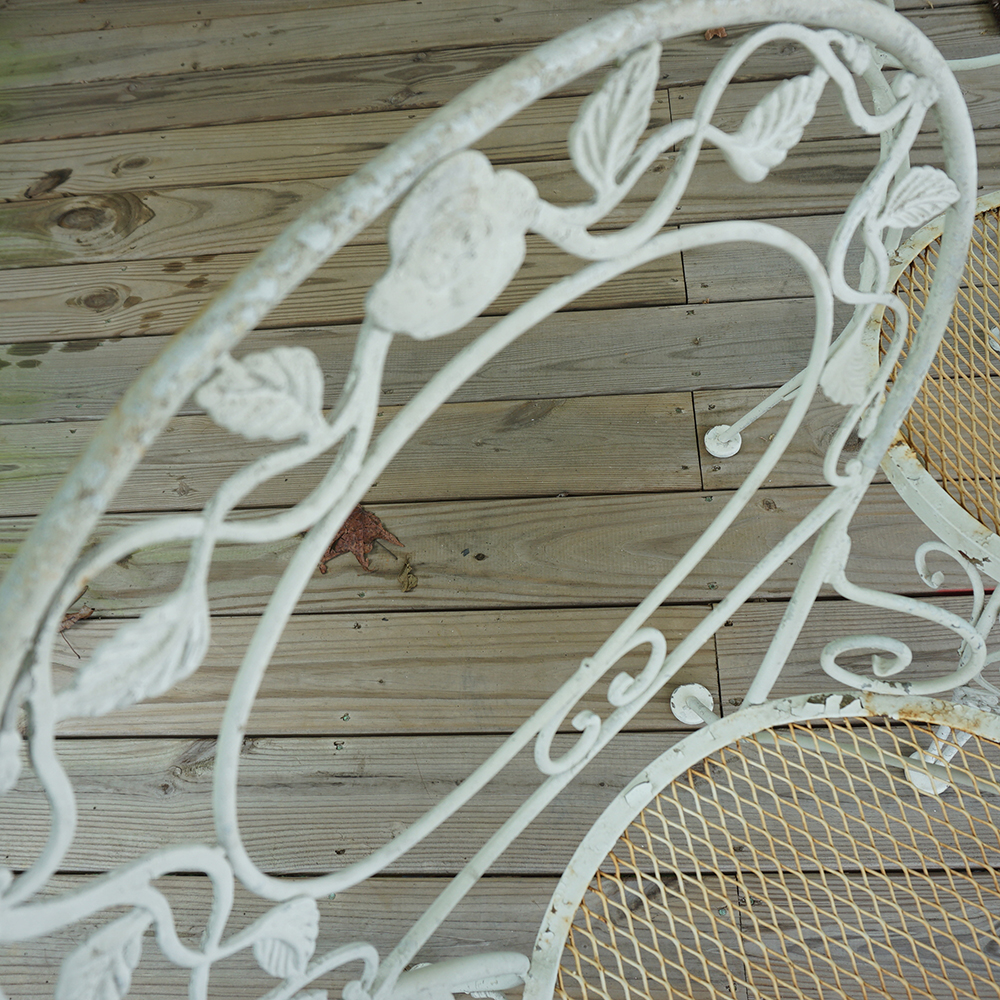 White Wrought Iron Dining Table and Chairs