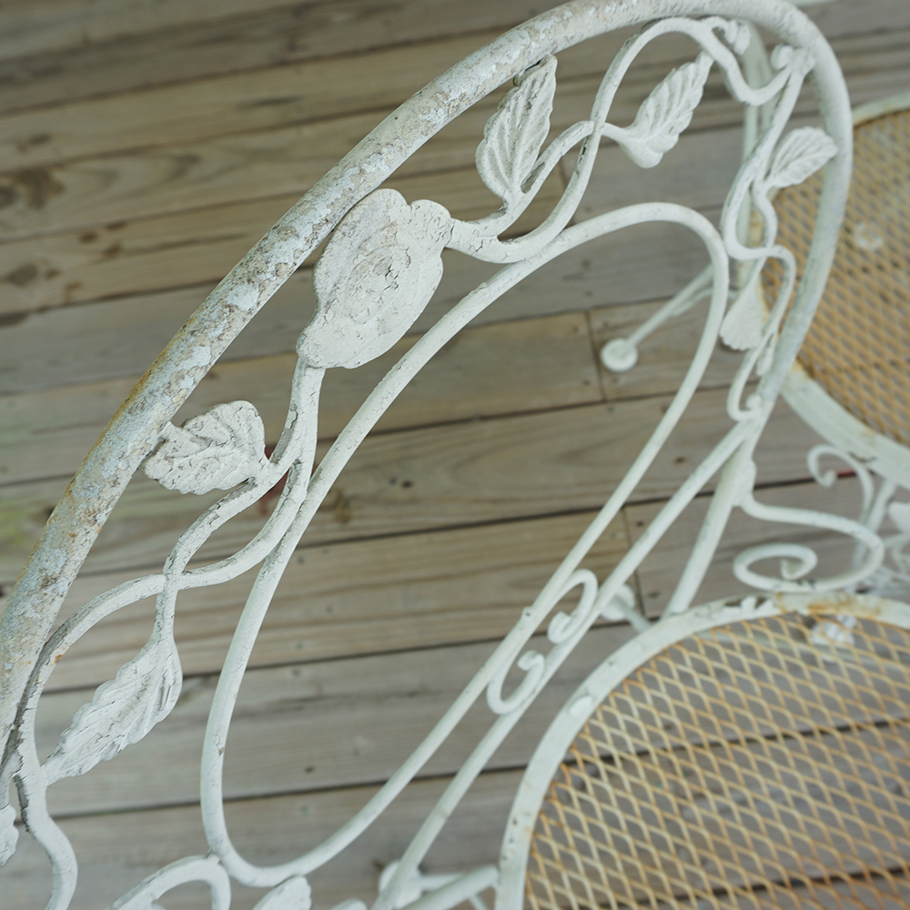 White Wrought Iron Dining Table and Chairs