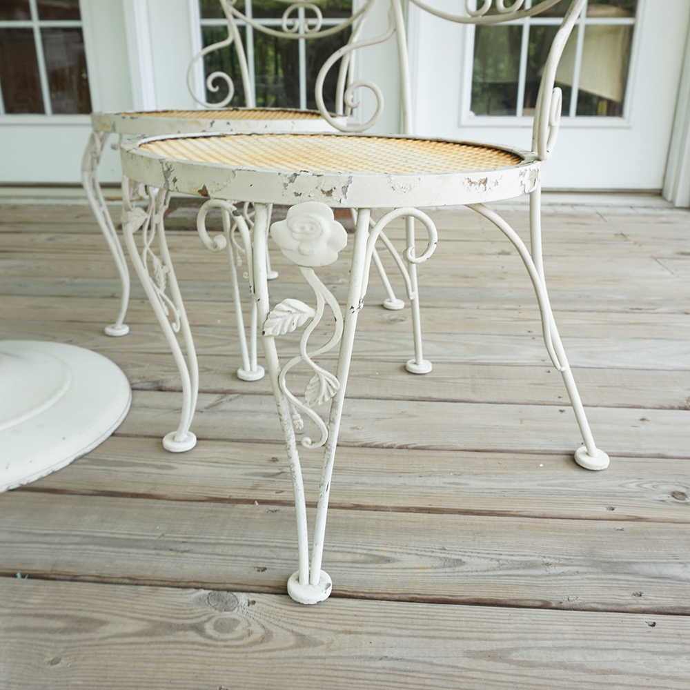 White Wrought Iron Dining Table and Chairs