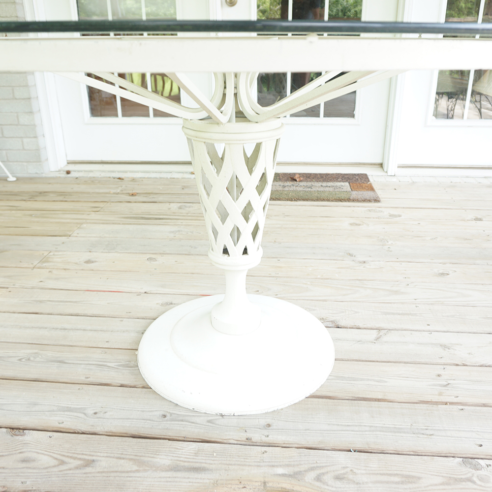 White Wrought Iron Dining Table and Chairs