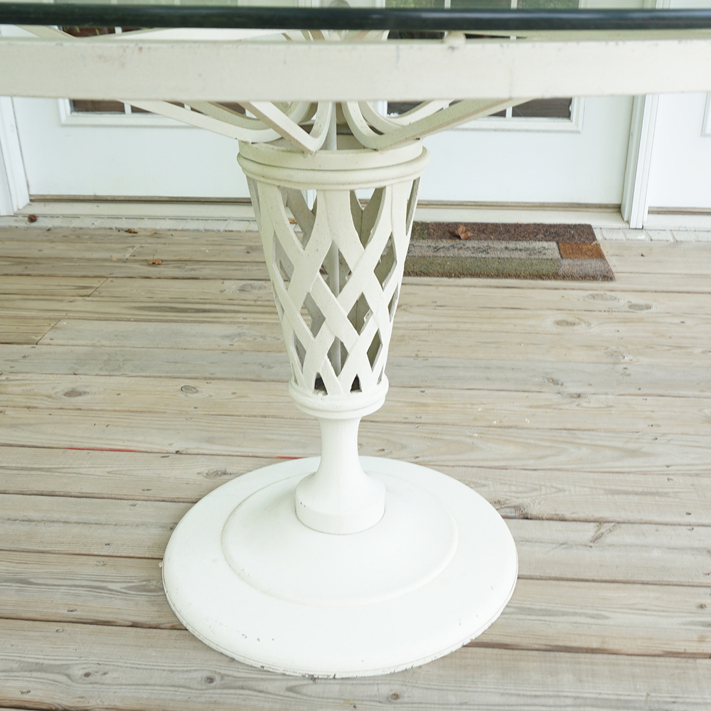 White Wrought Iron Dining Table and Chairs