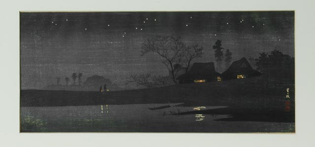 Hiroaki Takahashi Original Japanese Woodblock "A Starlit Night"