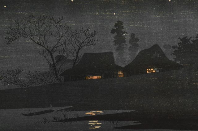 Hiroaki Takahashi Original Japanese Woodblock "A Starlit Night"