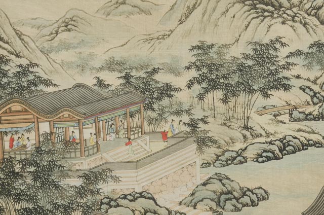 Vintage Chinese Hand-Painted Silk Hanging Scroll