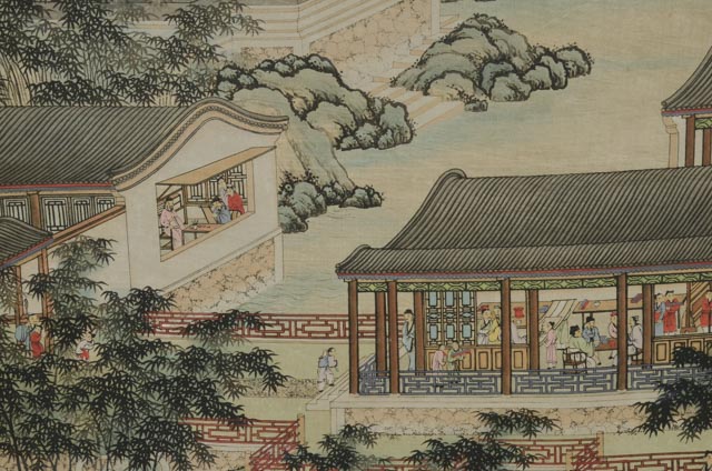 Vintage Chinese Hand-Painted Silk Hanging Scroll