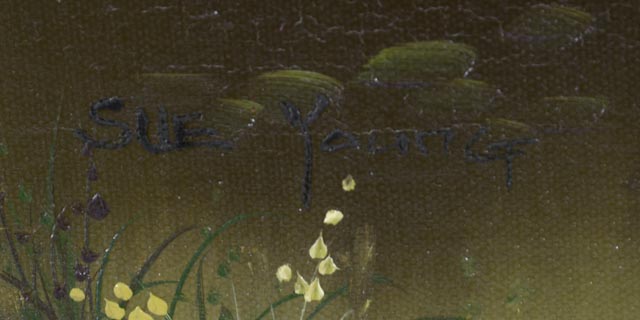 Sue Young Original Oil Landscape Painting with Water Mill