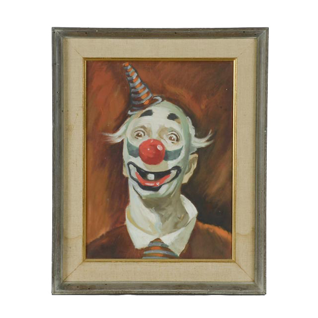 Original Oil on Canvas Painting of Clown