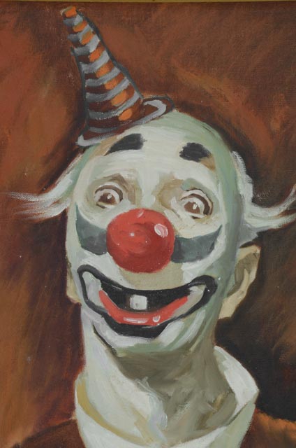 Original Oil on Canvas Painting of Clown