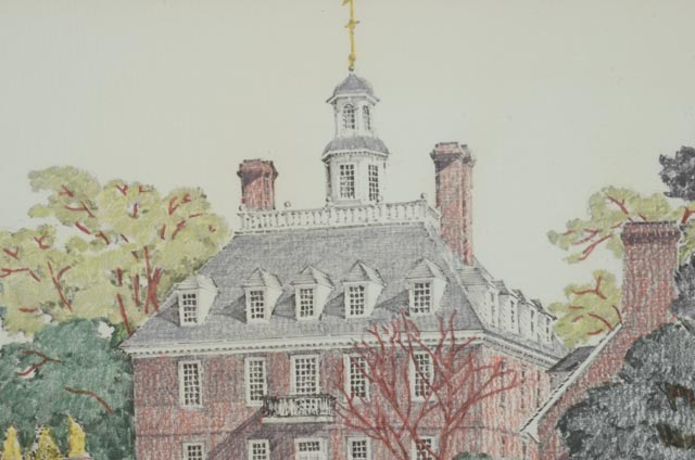 Charles H. Overly Hand-colored Offset Lithograph "The Governor's Palace"