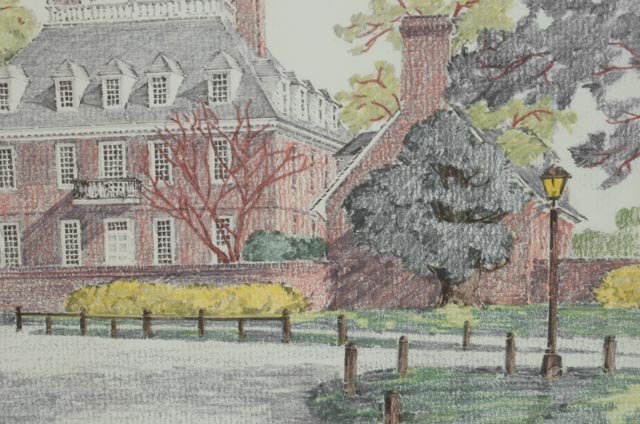 Charles H. Overly Hand-colored Offset Lithograph "The Governor's Palace"