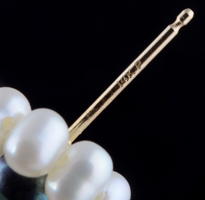 14K Yellow Gold and Pearl Pierced Floral Earrings