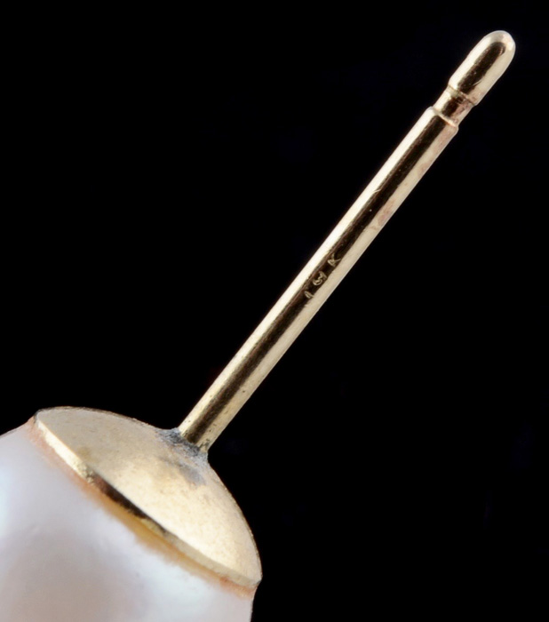 Pair of 14K Yellow Gold Pearl Stud Pierced Earrings