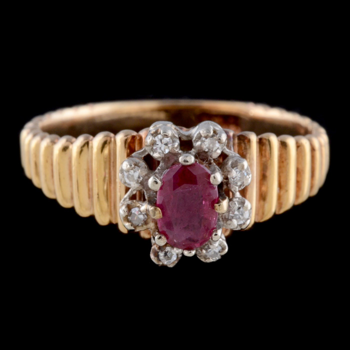 10K Yellow Gold Ruby and Diamond Ring