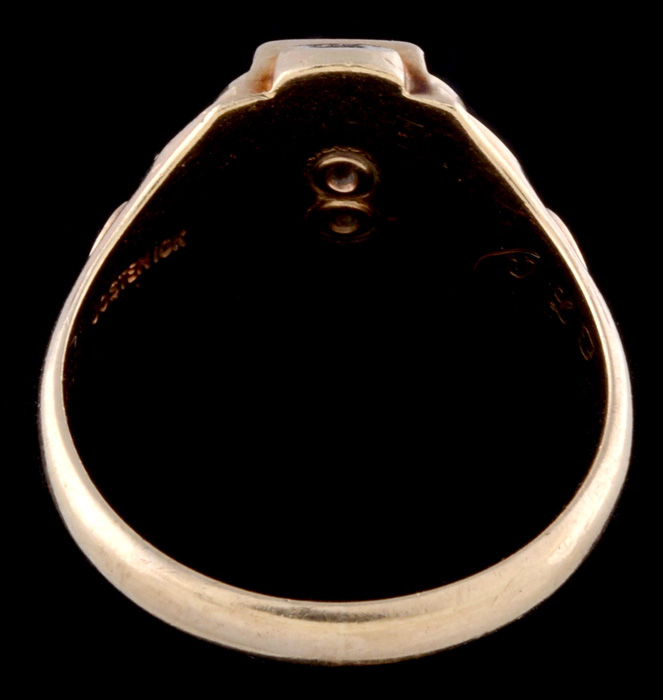 10K Yellow Gold Ring with Synthetic Red Corundum