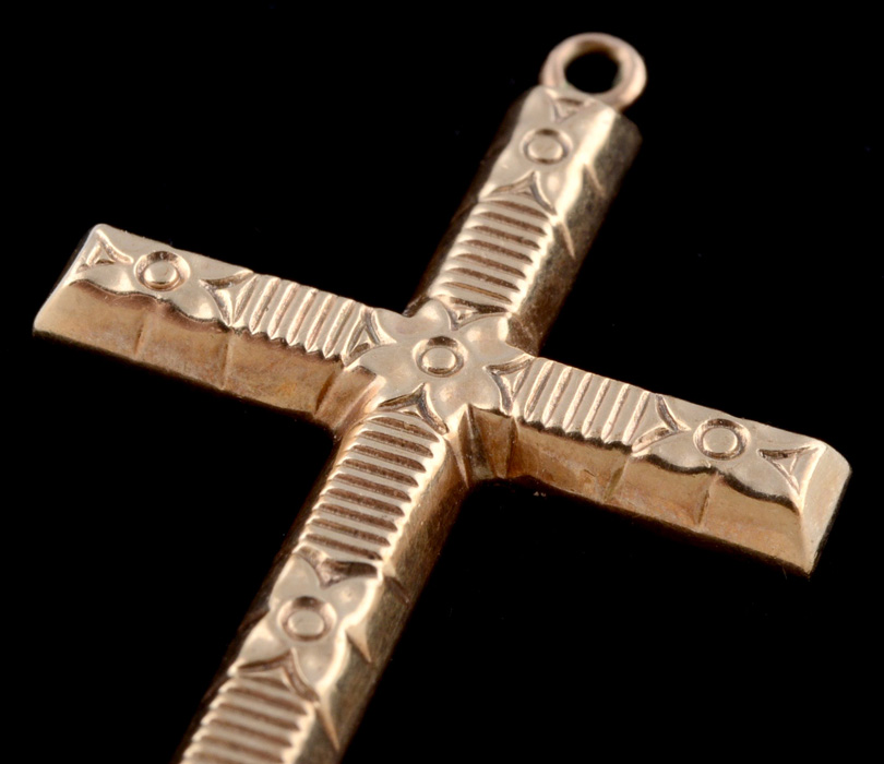 10K Yellow Gold Textured Cross Pendant
