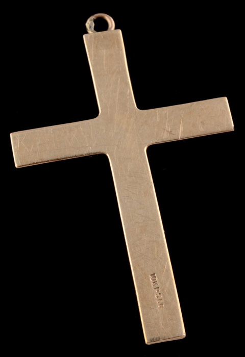 10K Yellow Gold Textured Cross Pendant
