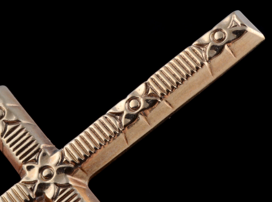 10K Yellow Gold Textured Cross Pendant